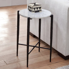 Loxie White Marble Top Round End Table