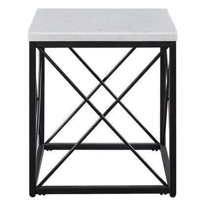 Skyler White Marble Top Square