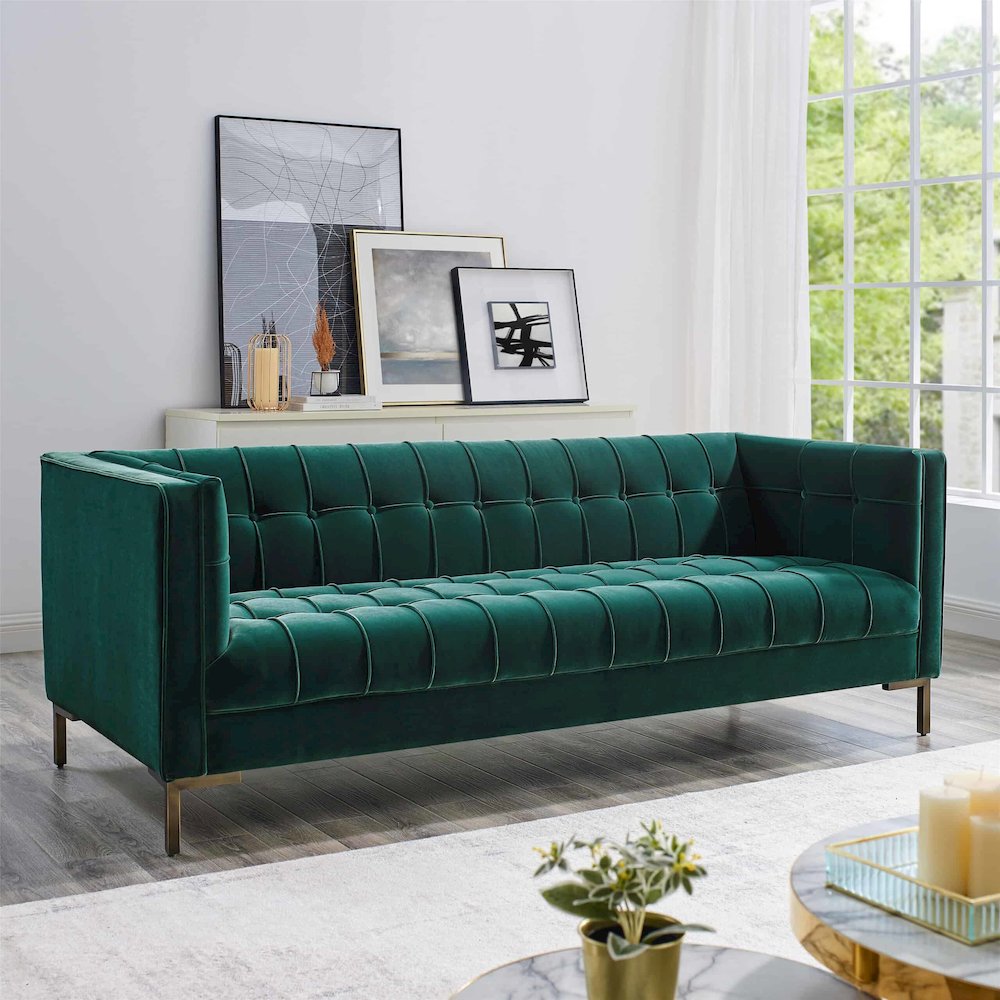 Isaac Green Sofa and Loveseat