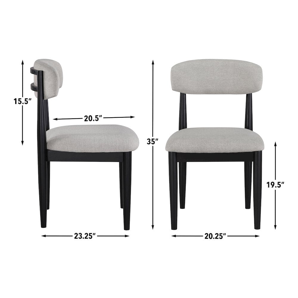 Magnolia 52-inch Round Dining Table & 4 Upholstered Side Chairs, Black Finish