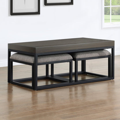 Yukon Rectangular Nesting Table with 2 Stools