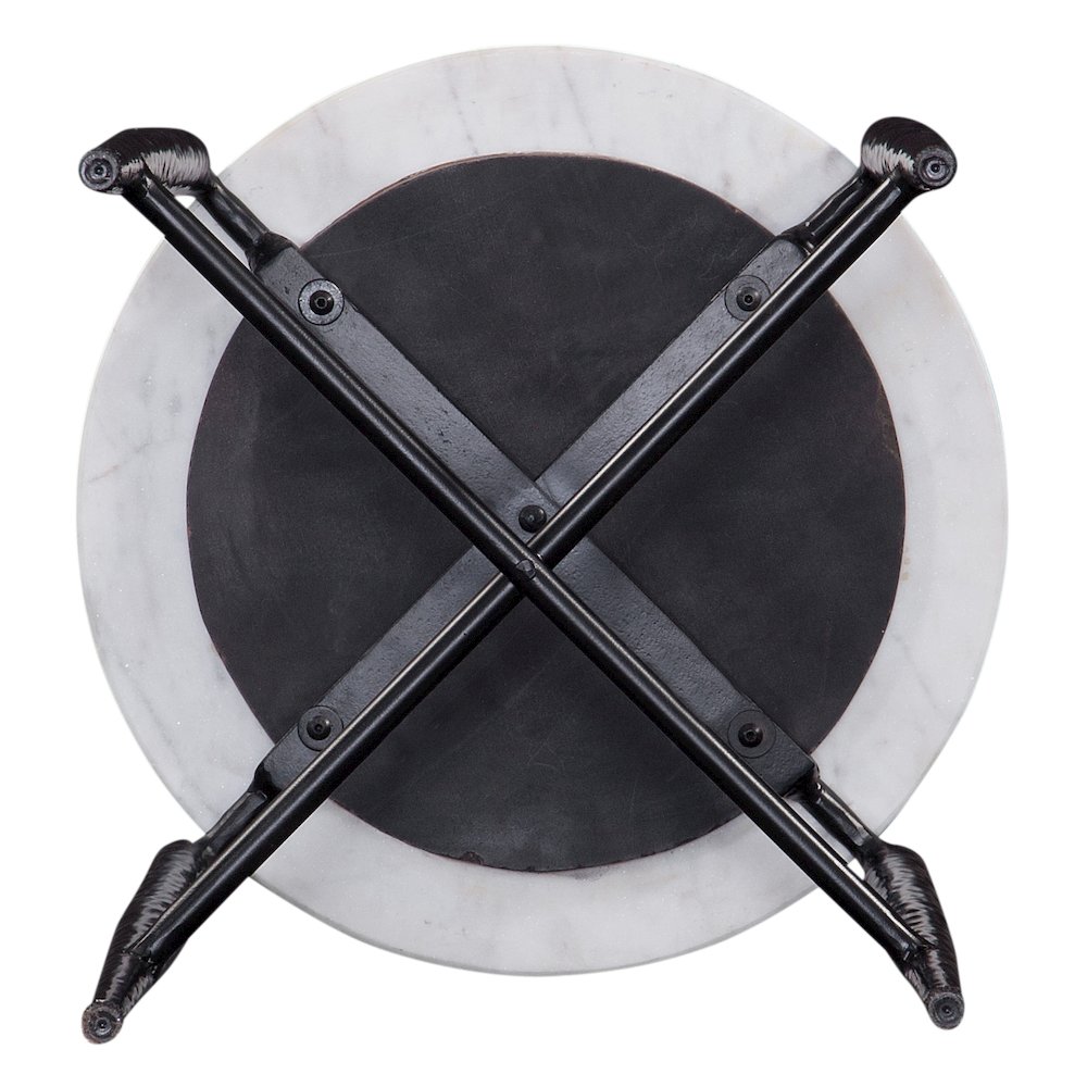 Loxie White Marble Top Round End Table