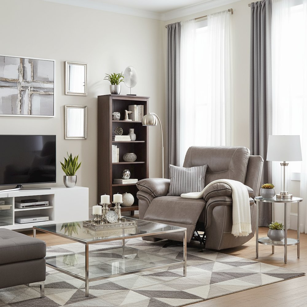 Breathable Padded Recliner, Pillowtop Arms, Sand Faux Leather