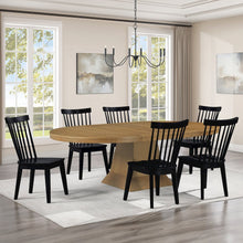 Vaughn Driftwood 7-Piece 60-96" Dining Set, 4 Vaughn Black Side Chairs