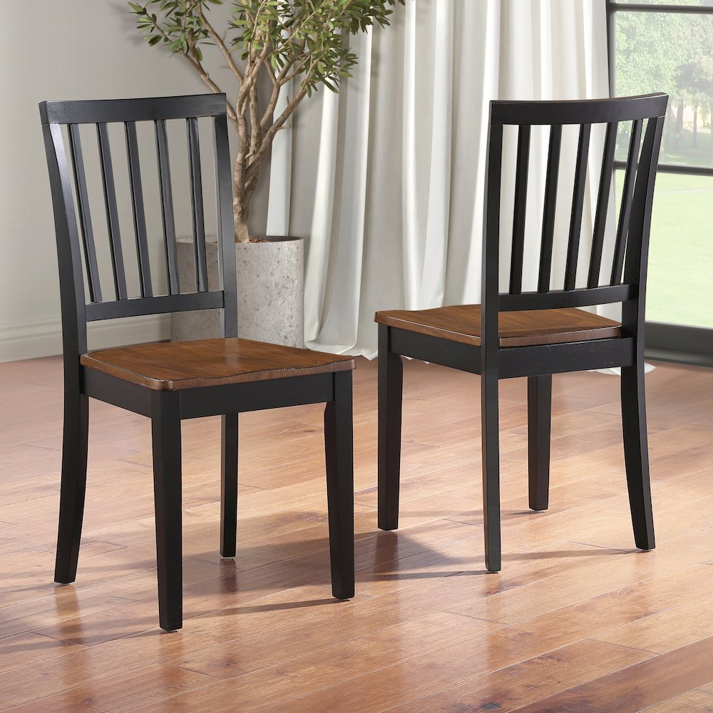 Joplin Solid Wood Two-Tone Farmhouse Chair, Walnut and Ebony finish