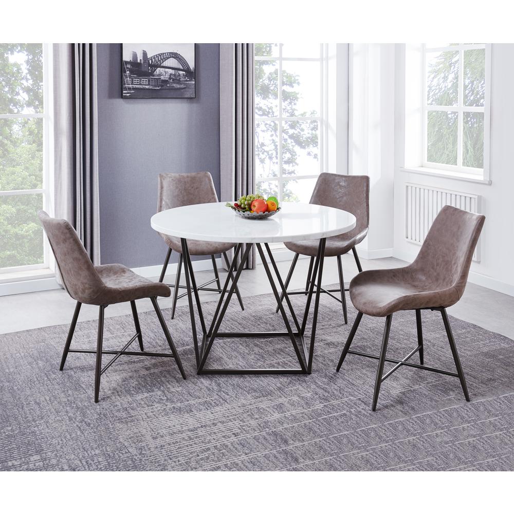 Romona Brown Vegan Leather Side Chair