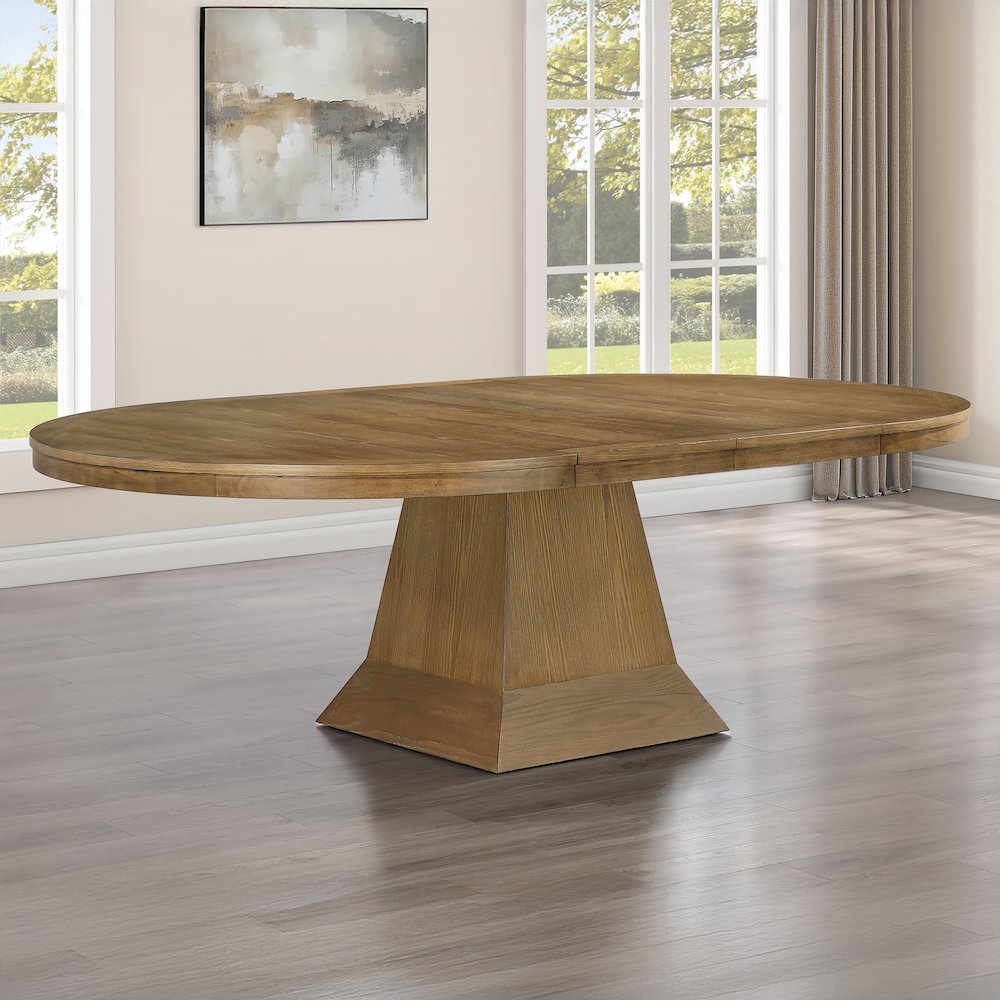 Vaughn Driftwood 5-Piece 60-96" Dining Set, 4 Vaughn Black Side Chairs