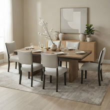 Upholstered Rubberwood Extendable Dining Table with Chairs 7 Piece Set, Brown