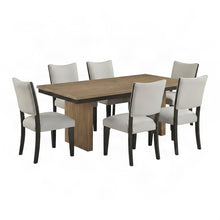 Upholstered Rubberwood Extendable Dining Table with Chairs 7 Piece Set, Brown