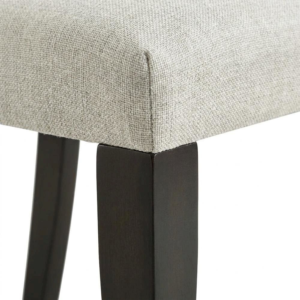 Polyester-Upholstered Dining Side Chair with Rubberwood Legs, Gray