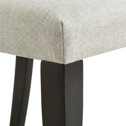 Polyester-Upholstered Dining Side Chair with Rubberwood Legs, Gray