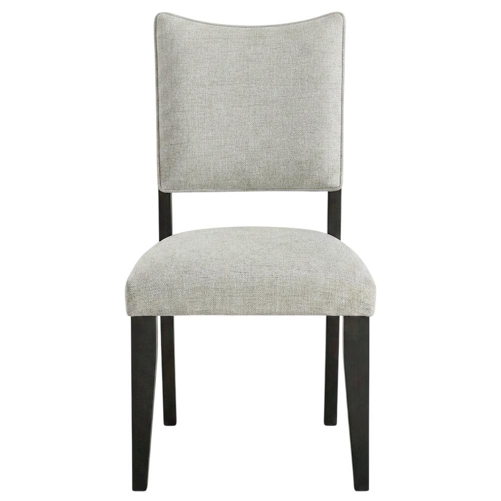 Polyester-Upholstered Dining Side Chair with Rubberwood Legs, Gray