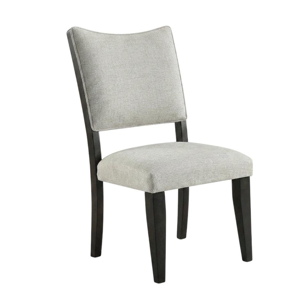 Polyester-Upholstered Dining Side Chair with Rubberwood Legs, Gray