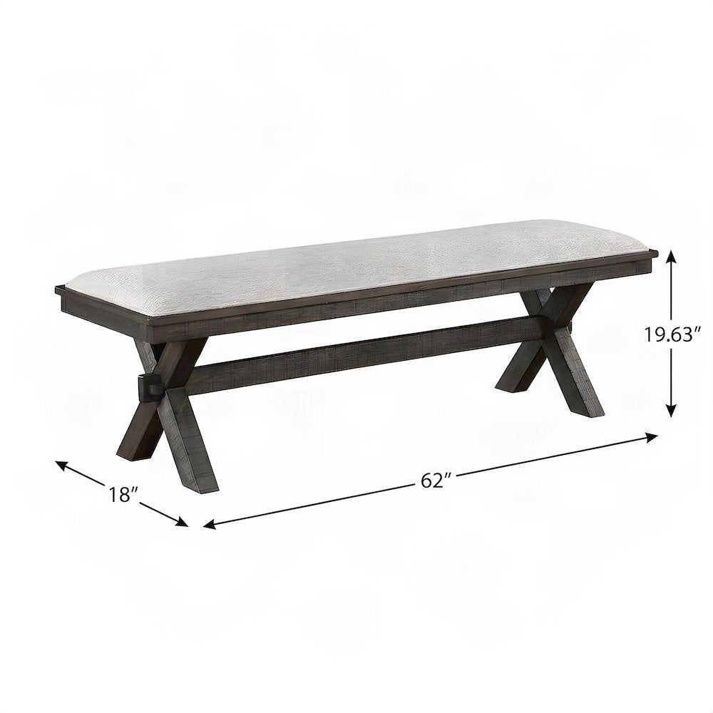 Polyester-Upholstered Dining Bench with Iron Frame and Wood Base, Black