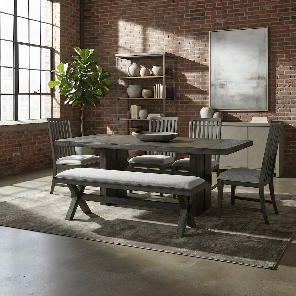 Polyester-Upholstered Dining Bench with Iron Frame and Wood Base, Black