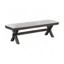 Polyester-Upholstered Dining Bench with Iron Frame and Wood Base, Black