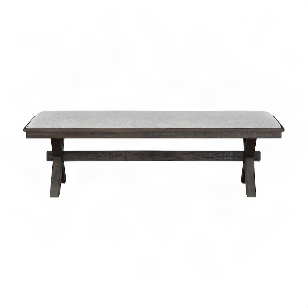 Polyester-Upholstered Dining Bench with Iron Frame and Wood Base, Black