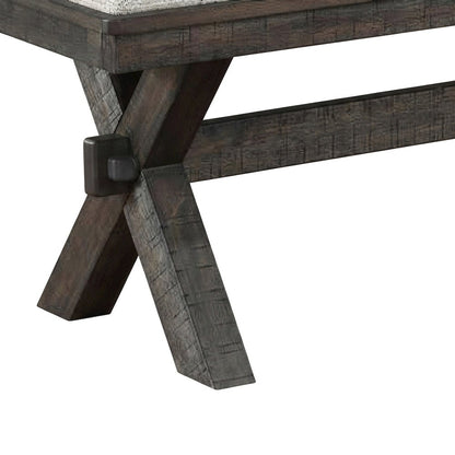 Polyester-Upholstered Dining Bench with Iron Frame and Wood Base, Black