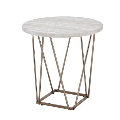 Rowyn Faux Marble Top End Table