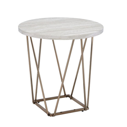 Rowyn Faux Marble Top End Table