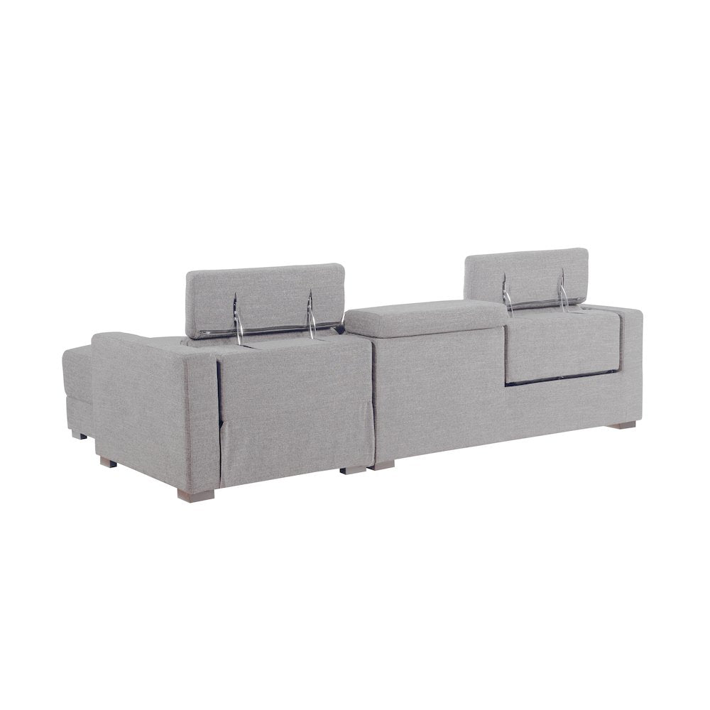 Zara Power Reclining Sectional - Light Gray