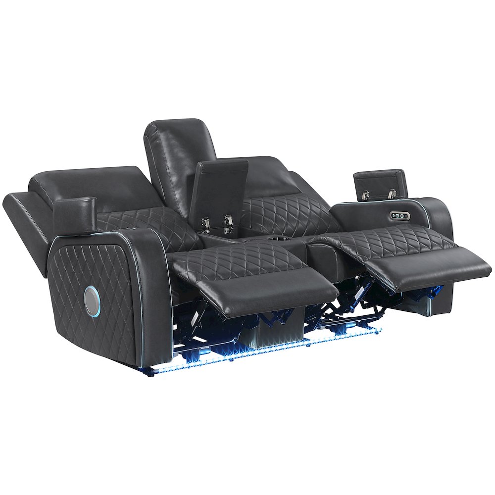 Luna Charcoal Power Console Loveseat