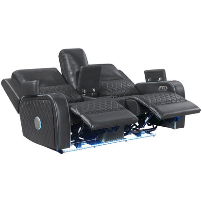 Luna Charcoal Power Console Loveseat