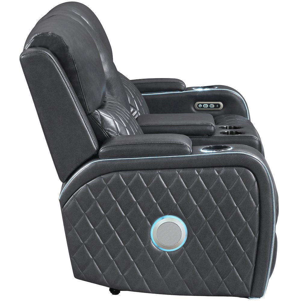 Luna Charcoal Power Console Loveseat