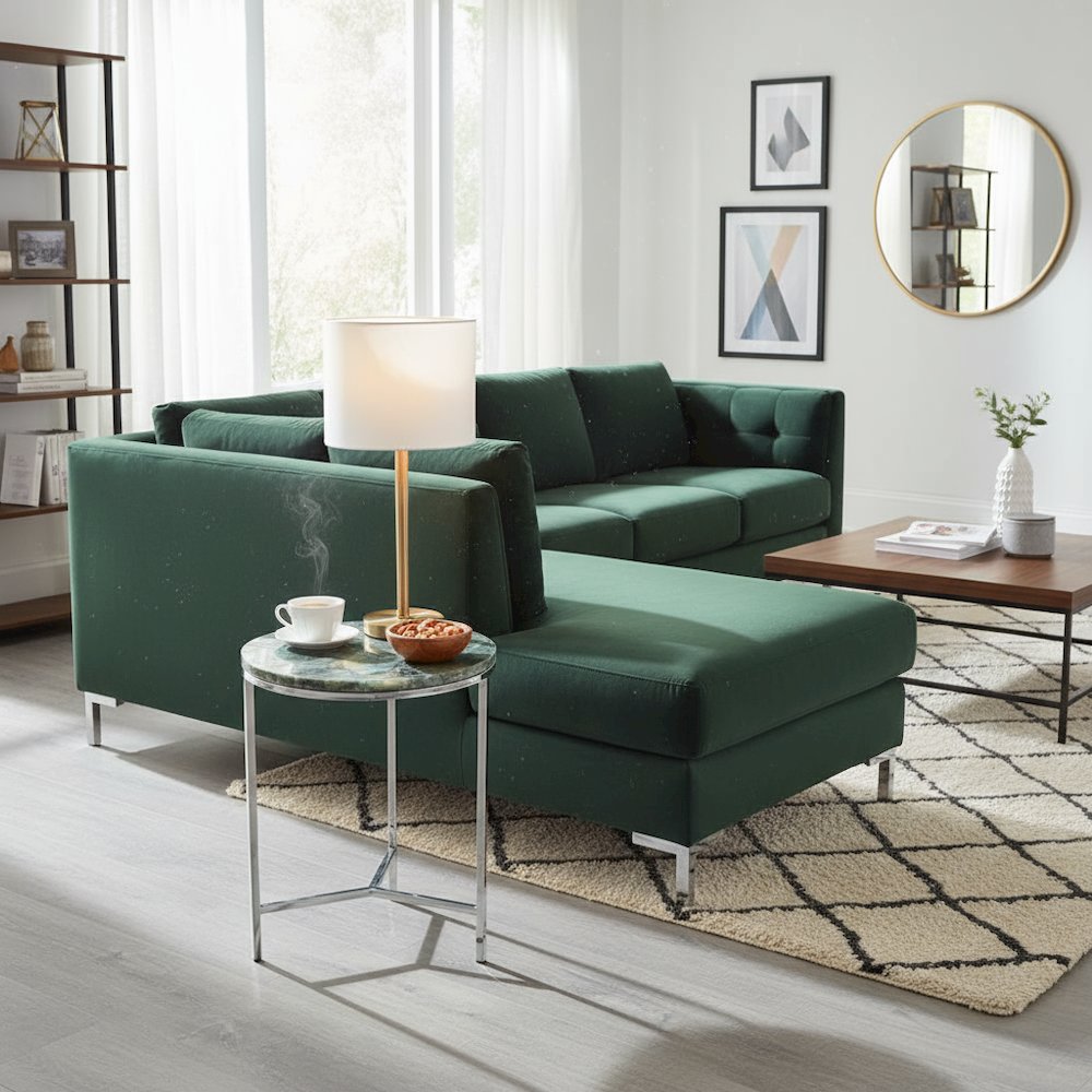 Agate Top Chairside Table, Round Stone Top, Chrome Base, Green