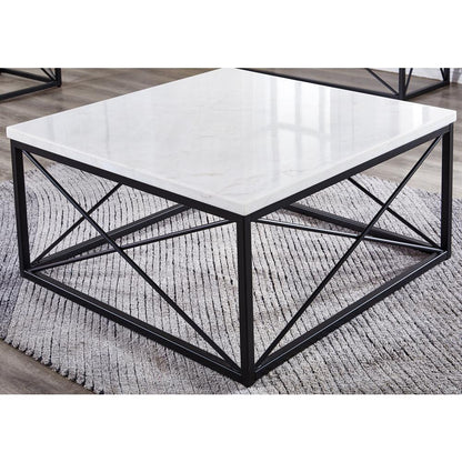Skyler White Marble Top Square Cocktail Table