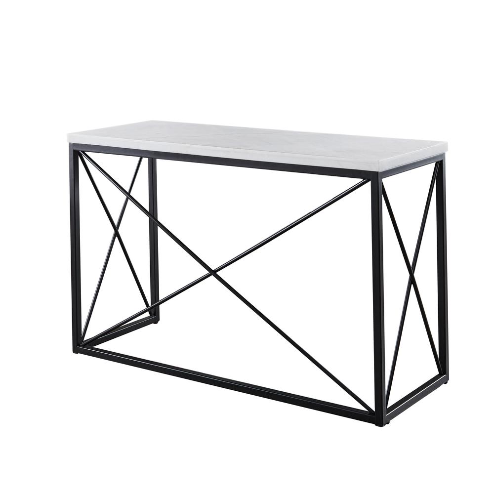 Skyler White Marble Top Rectangle Sofa Table