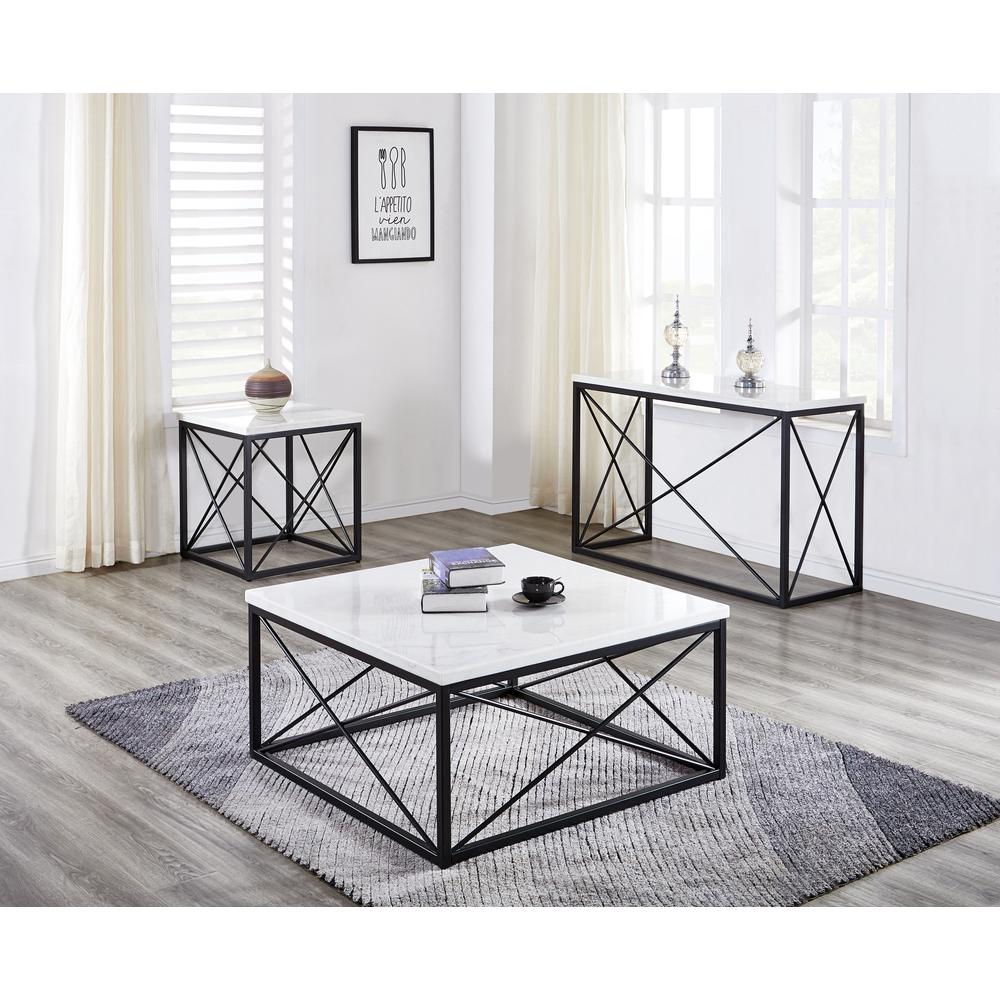 Skyler White Marble Top Rectangle Sofa Table