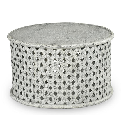 Samir Round Tribal Carved Wood