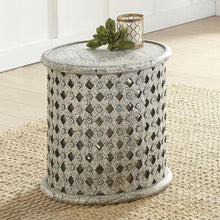 Samir Round Tribal Carved Wood
