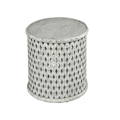 Samir Round Tribal Carved Wood