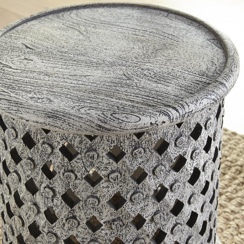 Samir Round Tribal Carved Wood
