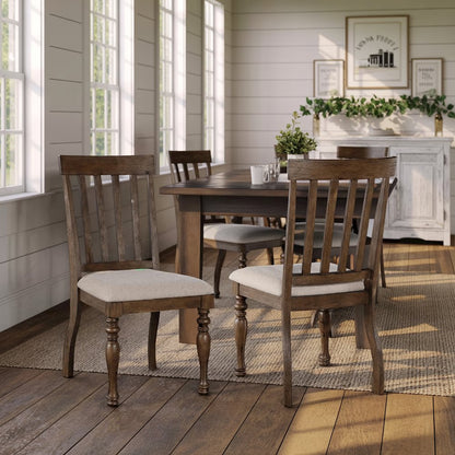 Brown Dining Chair Set of 2 - Farmhouse Dining Chairs with Gray Upholstery
