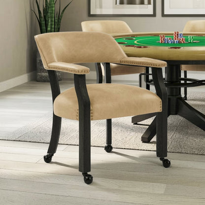 Sand Colored Captains Armchair with Rolling Casters