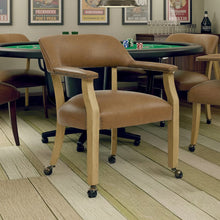 Camel Colored Captains Armchair with Rolling Casters