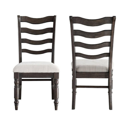 Ladderback Side Chairs, Upholstered Seat, Turned Legs, Set of 2