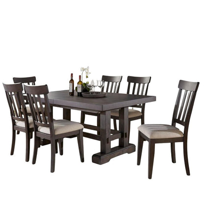 7-Piece Dining Set, Double Pedestal, Two Leaves, Brown