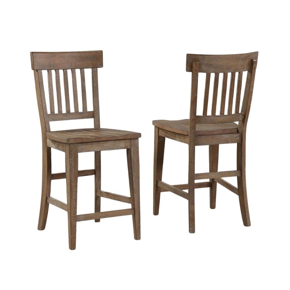 Counter Height Dining Set, Rustic Pine, Two Extension Leaves, 7 Pieces