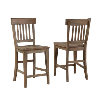 Counter Height Dining Set, Rustic Pine, Two Extension Leaves, 7 Pieces