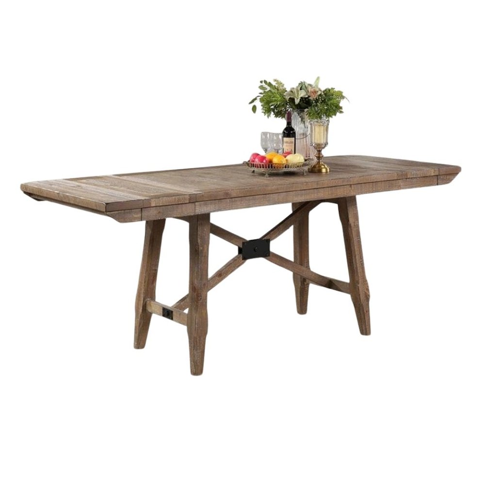 Counter Height Dining Set, Rustic Pine, Two Extension Leaves, 7 Pieces