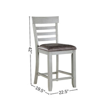 Counter Chair, Set of 2, Faux Leather Seat, Solid Wood Legs, Gray