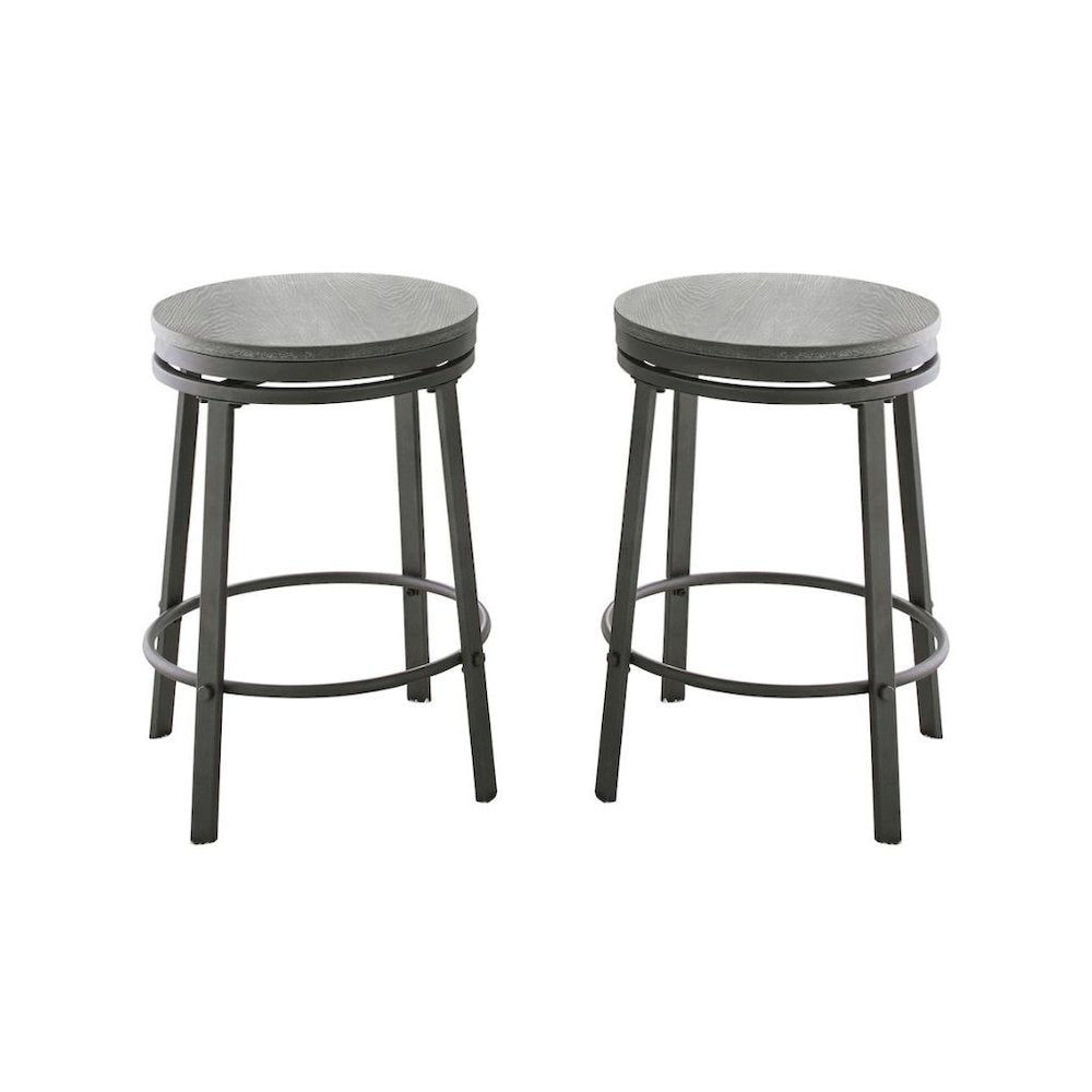 Swivel Backless Stools, Asian Ash Veneers, Compact Design, Set of 2