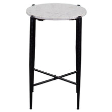 Loxie White Marble Top Round End Table