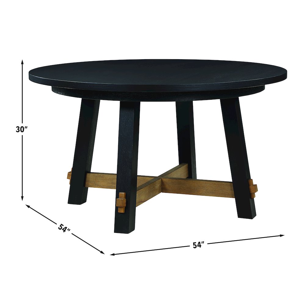 Aubrey 5-Piece 54" Round Dining Table with 4 Upholstered Parsons Chairs, Black