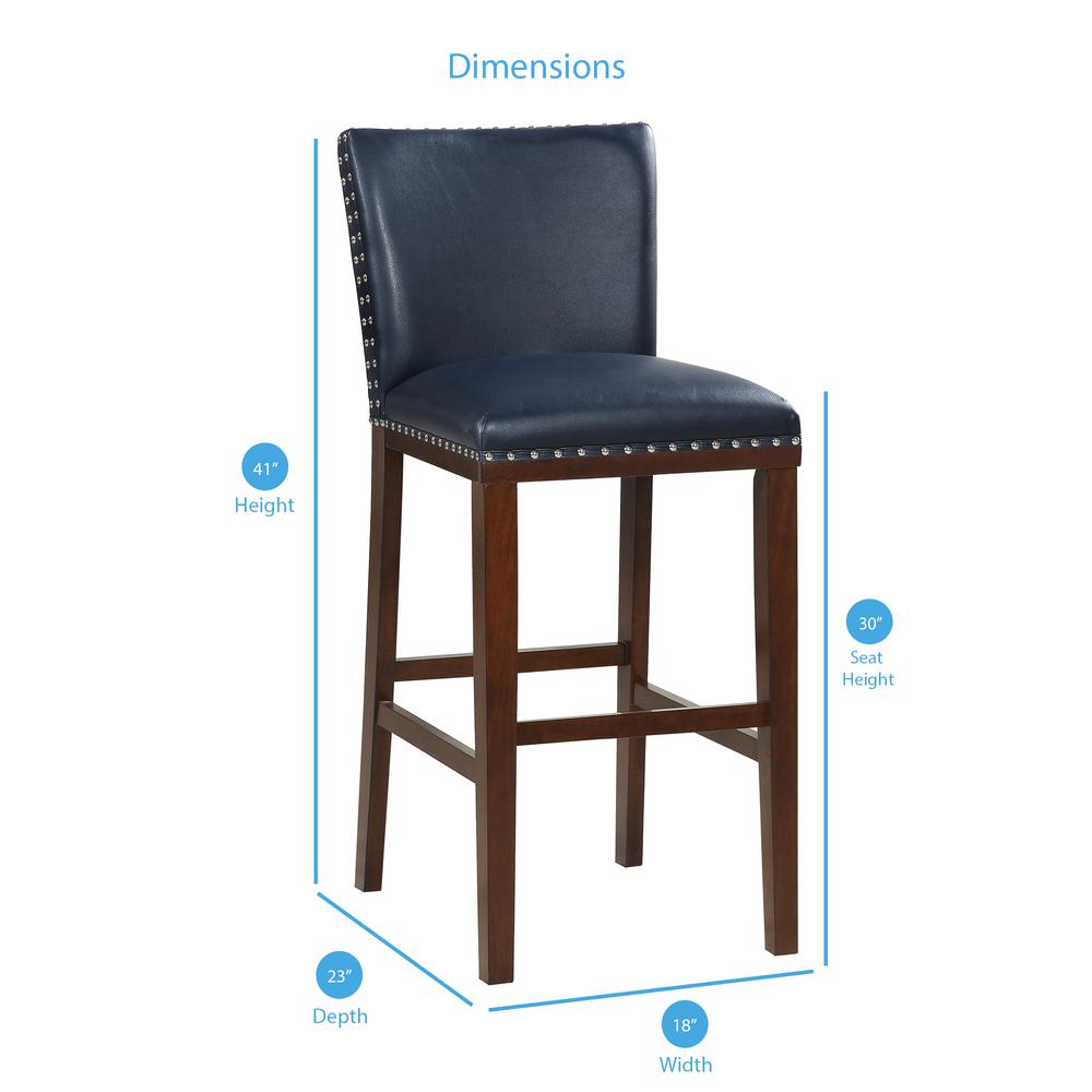 Navy KD Bar Stool - set of 2, Multi-step, hand applied dark espresso cherry finish