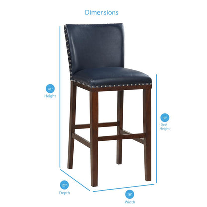 Navy KD Bar Stool - set of 2, Multi-step, hand applied dark espresso cherry finish